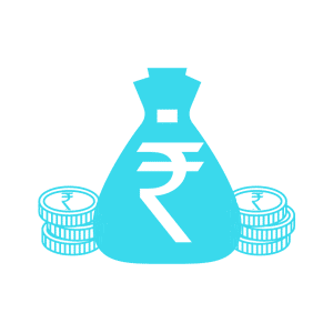 Cash Out. Icon of money bag with rupees