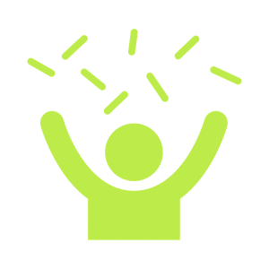 Green icon of someone cheering