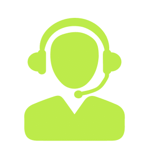 Good Customer Service. Green icon person with headset