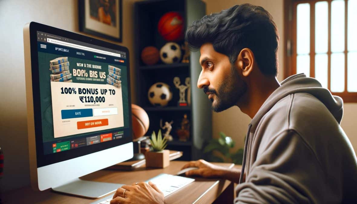 Indian man signing up online to sportsbook