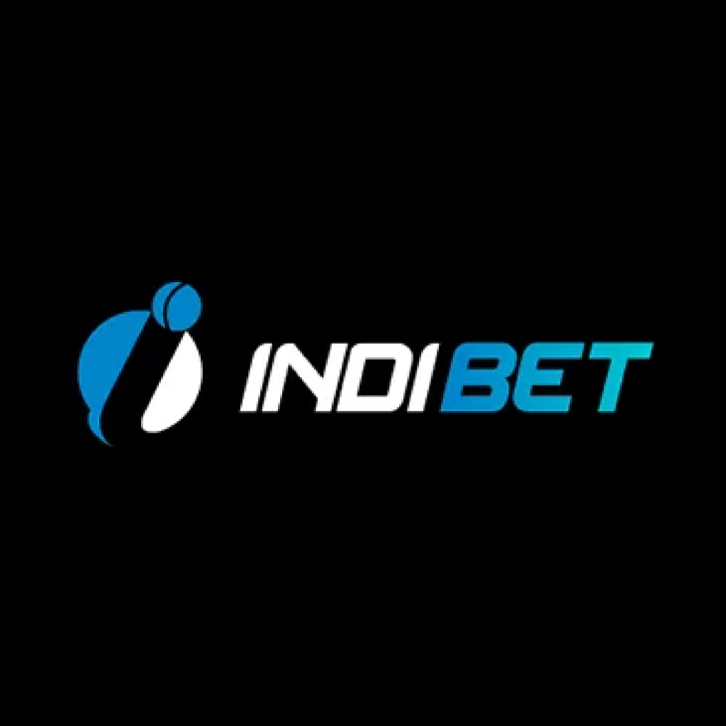 Indibet Logo. Black background, white and blue text.