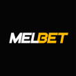 MelBet Logo. Black background with white and orange text