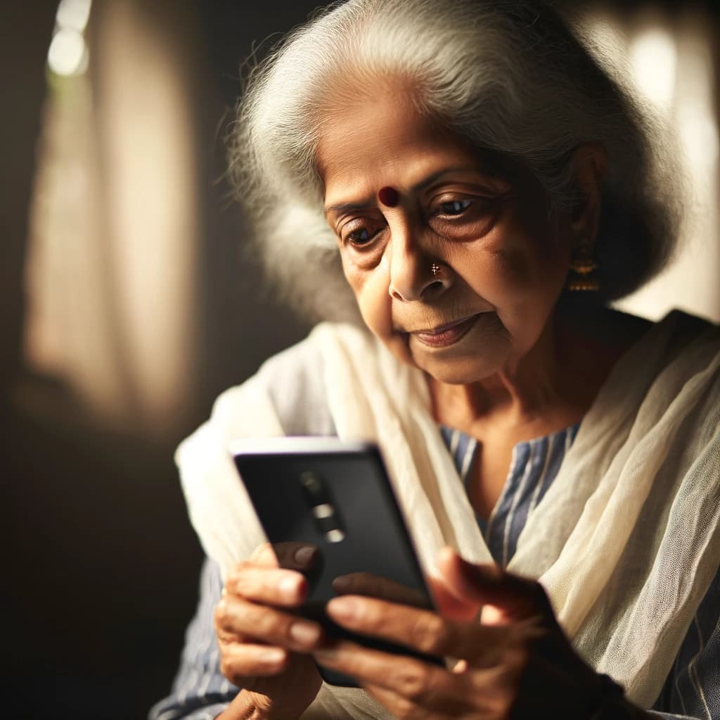 Old Indian Woman on Sportsbook Betting App