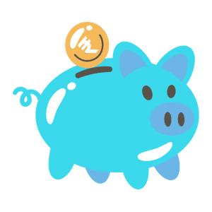 Blue Piggy Bank with Rupee coin.