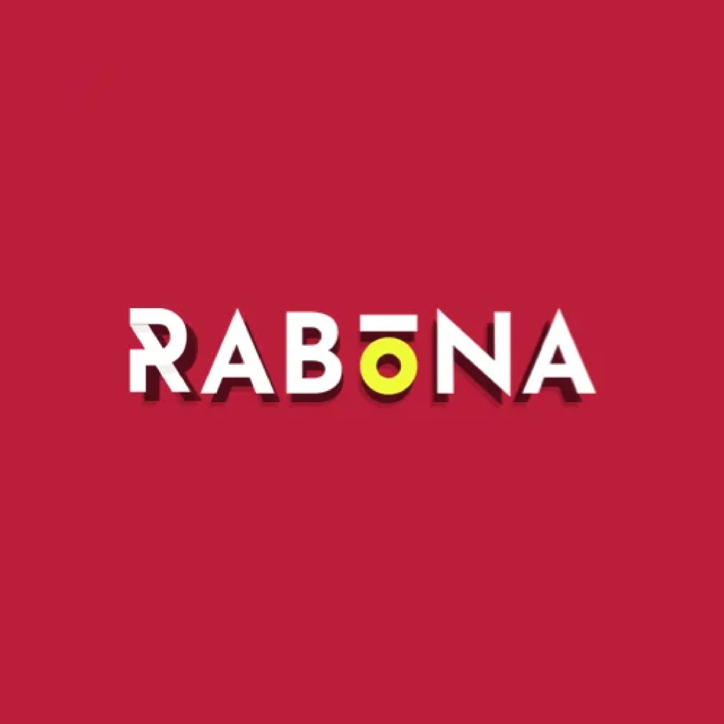 Rabona Logo. Red background, white text