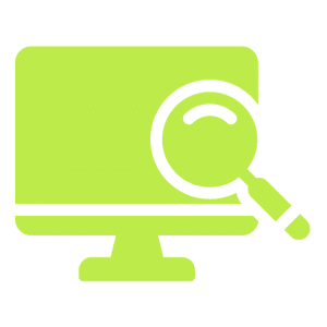 Research, Green computer icon.