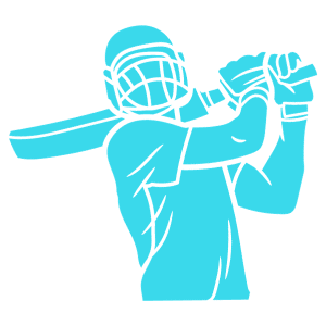 Blue icon of cricket player