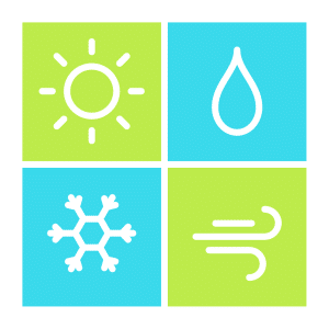 Weather icons. Blue and green